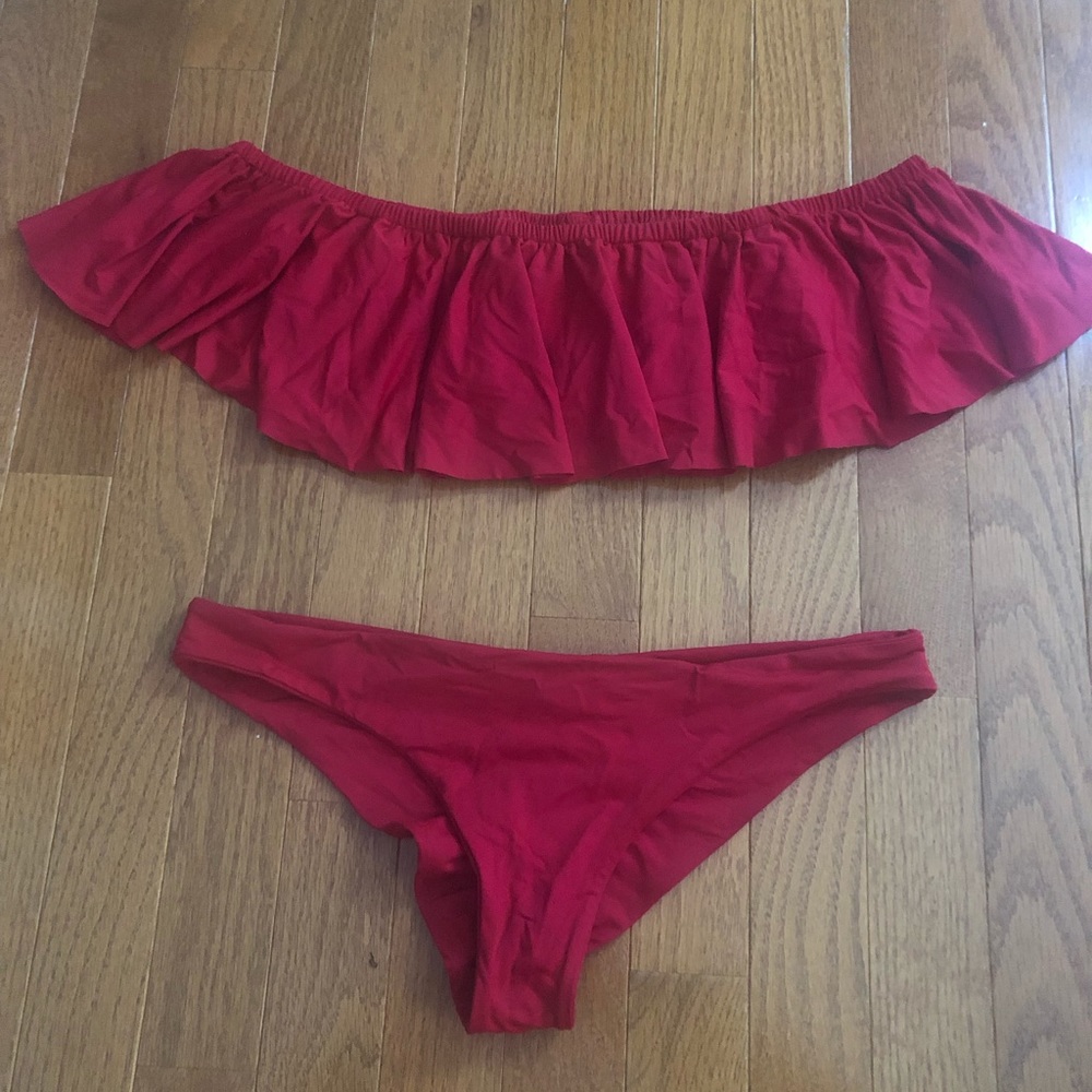 L*Space red hey girl bikini top and emma bottom